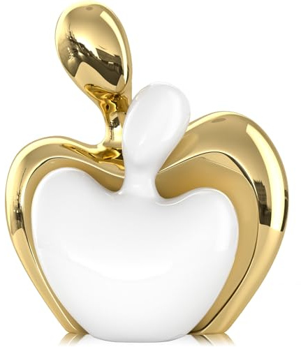 XMGZQ Weiß und Gold Umarmendes Paar Keramik-Skulptur, Deko Wohnzimmer, Hochzeitspaar Figuren, Couple Statue, Leidenschaftliche Liebesstatue, Geschenk für Hochzeit, Jubiläum, Valentinstag