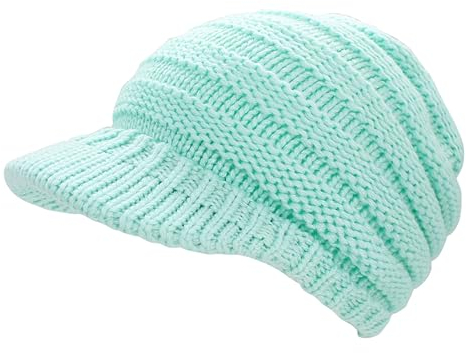 dy_mode Damen Strickmütze mit Schirm Schirmmütze Winter Mütze - A306 (A306-HellMint)