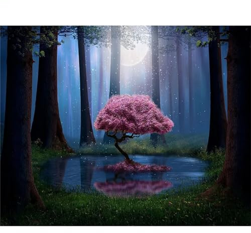 Yoonqun Malen Nach Zahlen Erwachsene,Landschaft Wald DIY Ölgemälde auf Leinwand Erwachsene Kinder Ölgemälde Kit mit Pinseln und Acrylfarbe für Home Décor (mit Rahmen) 50x65cm