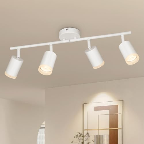 VEKIDOT LED Ceiling Light 4 Way Rotatable - Light Fittings Ceilings White with GU10 Socket - Modern Spot Lights Ceiling Bar - Wall Spotlight for Kitchen Hallway Living Room Bedroom Bulb not Included