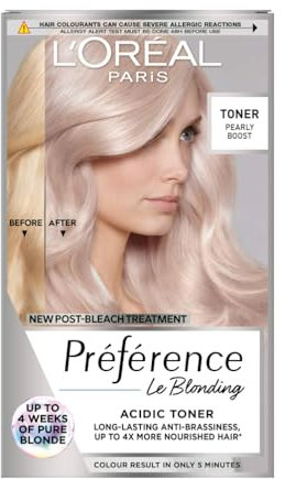 L'Oréal Paris Préférence Le Blonding Acidic Toner, Post Bleach Treatment with no Ammonia, Long Lasting Anti-Brassiness, Pearly Boost 02