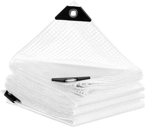 WOLTU Abdeckplane Wasserdicht Gitterfolie 140g/m² mit Ösen 3x4m | 140g/m²; Gitterfolie; für Gewächshaus; transparent; UV-beständig; reißfest