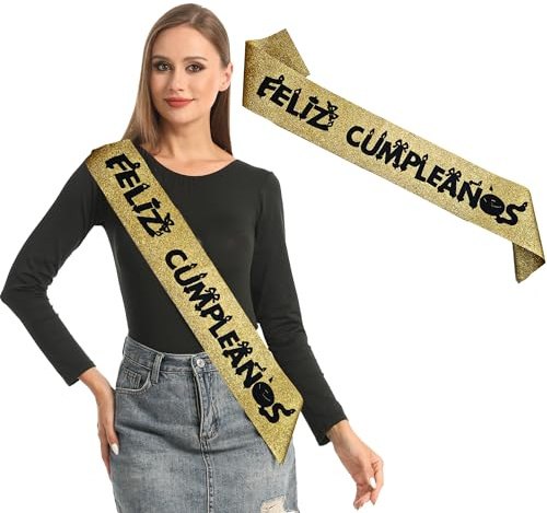 Carnavalife Banda Cumpleaños Mujer Hombre, Banda Feliz Cumpleaños con Purpurina Brillante para Adulto y Niños, Gafas Cumpleaños, Accesorios Cumpleaños Cinta Cumpleañera (Banda Cumple Dorado)