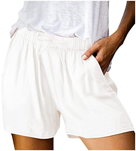 Bastwahl Schlafhose Damen Kurz Kordelzug Musselin Stoffhose Baggy Shorts High Waist Leichte Und Luftige Kurz Sportshorts Yogahose Für Frauen Gerades Bein Running Gym Fitness
