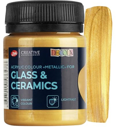 Decola Złote farby akrylowe do szkła i ceramiki w plastikowych słoiczkach 50 ml