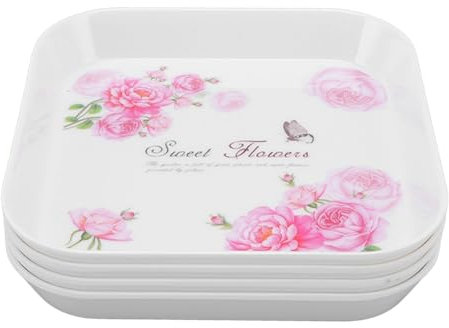 Baxnore 4 piezas para aperitivos, plato cuadrado para frutas, plato para frutos secos y galletas, bandeja de mesa de 15 x 15 cm, bandeja para desayuno, bandeja multiusos (rosa)