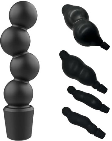 AMAZBEE Tappi anali gonfiabili con pompa Tappi anali in silicone per l'allenamento anale Massaggiatore prostatico Perle anali espandibili Giocattoli sessuali per adulti (Black)
