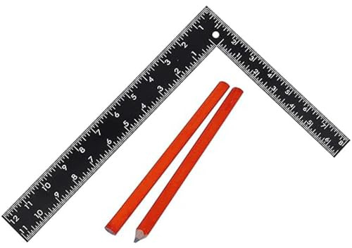 Framing Square L Shaped Ruler – 12 x 8 Inches Set Tri Square| 300 mm * 200 mm | Alloy Steel Precision Carpenter's & Roofing Square | 90 Degree Angle Finder | Woodworking Measurement Tool