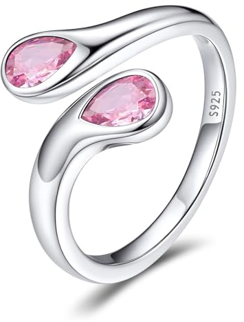 Bestyle Ringe Sterling Silber 925 Damen Verstellbare mit Geburtsstein | Silber/Gold Offen Damenring Verlobungsring Promise Ringe Anti Stress Ring Geburtstags Geschenk für Frauen