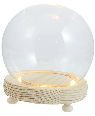 Ciieeo Flower Glass Cover with Luminous Base Led Light Display Glass Dome Craft for Home Decor Present