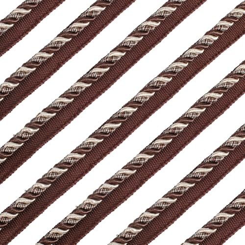GORGECRAFT 12.5 m Gedrehte Flechtkordel 16mm Breit Polyester Gewebt Polsterung Grundbesatz Dekorativer Stoff Paspelband Zum Nähen Basteln Kostüm Heimwerken Vorhangdekoration Kokosnussbraun