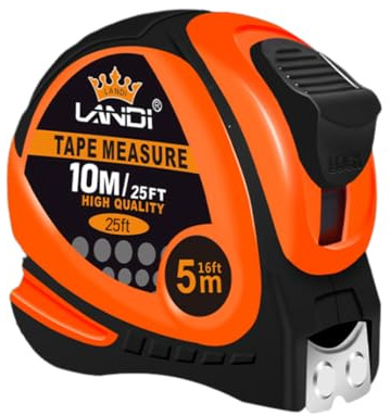Metro a nastro retrattile da 10 metri, flessibile, con pulsante di blocco micro – U, opaco, larghezza 25 mm