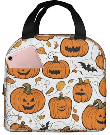 SXOOGE Lonchera con patrones de calabaza de Halloween para mujeres y hombres, lonchera aislada para el trabajo, picnic, viajes, reutilizable, duradera