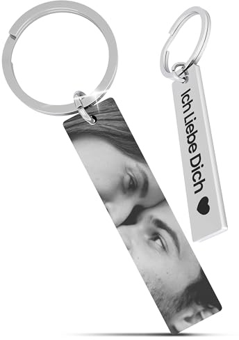 Meinearmbänder Personalisierter Schlüsselanhänger mit Augenfoto – Individueller Schlüsselring mit deinem Augenbild vorne & Gravur auf der Rückseite – Einzigartiges Geschenk für Sie oder Ihn