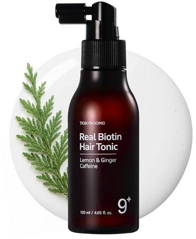 TOSOWOONG Real Biotin Scalp Tonic for Men & Women | Spray Cuero Cabelludo & Cabello | Efecto Refrescante Instantáneo, Nutritivo | Cafeína, Aceite de Romero, Árbol del Té | K-Beauty 120ml / 4.05 fl.oz.