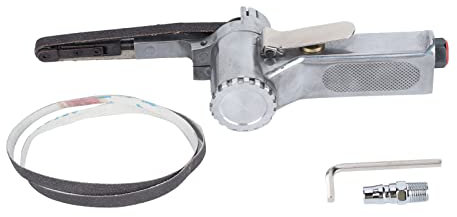 Levigatrice a nastro pneumatica Culnflun, utensile manuale in acciaio inossibile 10 mm con carta vetrata 60, 80 e 120 mm, leggera per lavori all'aperto, lucitura efficiente per