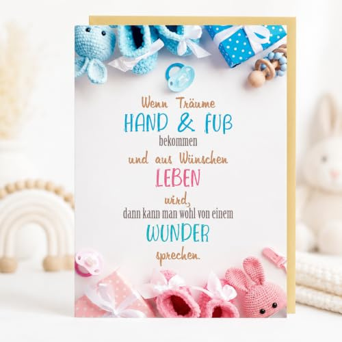 Michel Verlag Glückwunschkarte SCHWANGERSCHAFT | Liebevolle Babykarte Babybauch GENDER REVEAL | Karte Baby-News Verkündung Baby-Party Geburt Nachwuchs | Klappkarte inkl. Umschlag (Spruchkarte)