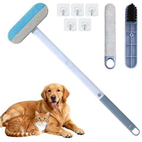 Multifunctional Pet Hair Remover Tool, 4 in1 Dog Hair Remover | Petty Hairs Removal Tool, Longer Handle Reusable Washable Pet Hair Cleaner Brush for Carpet Car Glass