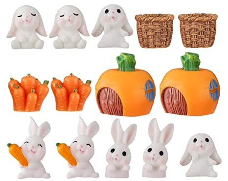 SEWOART Figurines Lapin Pâques PVC Décorations Jardin Micro Modèles Carotte DIY Ornements Résistants pour Décor de Printemps