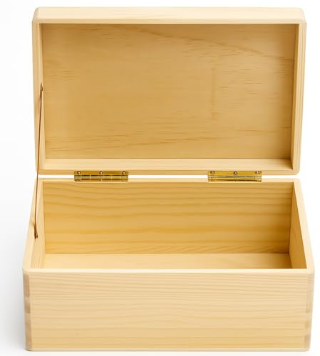 khevga Holzkiste mit Deckel 30x20x14 cm | Unlackierte Holzbox groß | Aufbewahrung & Erinnerungsbox für Spielzeug, Fotos & Dokumente