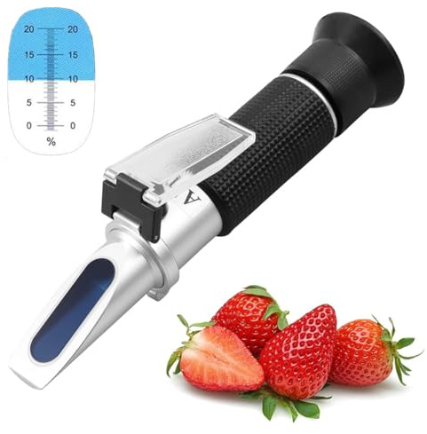 Rifrattometro Brix 0-20, Misuratore Portatile per Lo Zucchero Rifrattometro Professionale per Succo D'Uva Con Scala 0-20% E Atc, per Succhi di Frutta, Vino E Birra