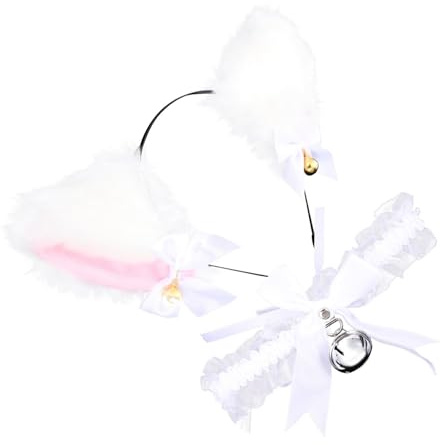 UKCOCO Diadema Orejas de Gato con Collar y Campana Lazo Peluche Accesorio para Fiesta Halloween y Navidad Diadema Niña Orejas Gato para Cosplay y Disfraces