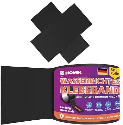 HOMIK Extrem Starkes Transparent Wasserdichtes Klebeband 10cm x 5m – Dichtungsband & Reparaturband für glatte Oberflächen, PVC, Kunststoff, Metall, UV Beständig