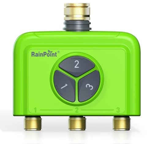 RAINPOINT Bewässerungscomputer WLAN 3 Ausgänge ohne Gateway, Kompatibel mit HWG023/HWG040, IP65 Garten Bewässerungssteuerung mit Messingeinlass