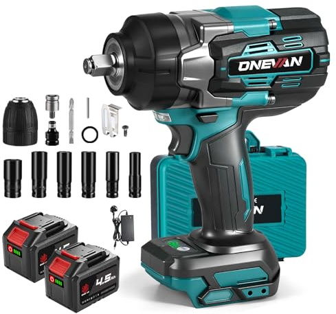 ONEVAN 1/2 Cordless Impact Wrench 1700N·m, Brushless, 3 Forward/2 Reverse