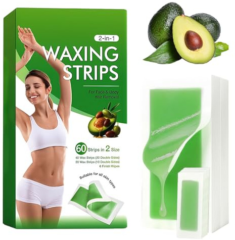 60 tiras de cera fría instantánea para depilación efectiva, eliminación eficaz de cara, labios, brazos, piernas, axilas y pelos de bikini, fórmula suave, para toda la piel