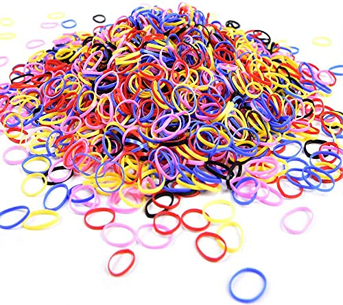 Hair Bands, MORGLES 1000pcs Small Hair Elastic Bands with Box for Adult Children, Multi-Colored