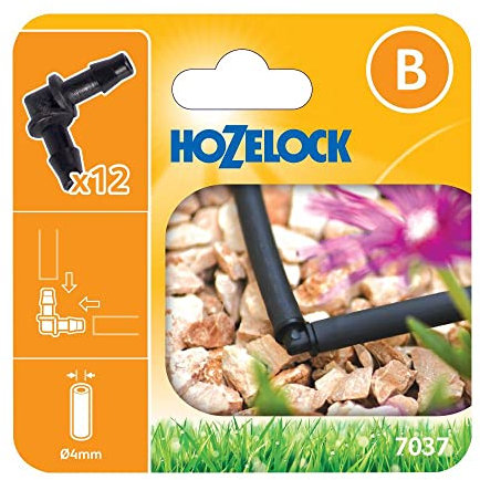 HOZELOCK - Micro Irrigation Elbow Fittings 90° ø 4mm : Ideal for Diverting a Micro Irrigation Line, UV-resistant [7037 0012]