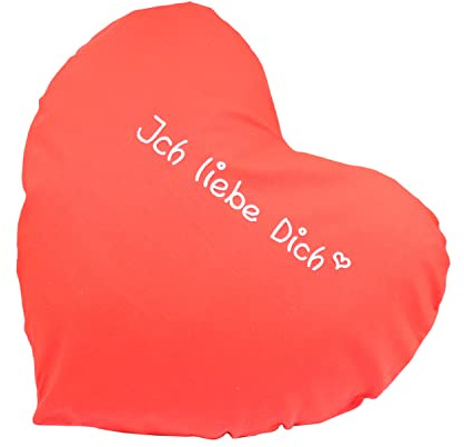 Kissen Herz rot mit Name 41x38cm - Herzkissen mit Wunschbeschriftung - Geschenk zum Valentinstag - Personalisiertes Dekokissen zur Hochzeit