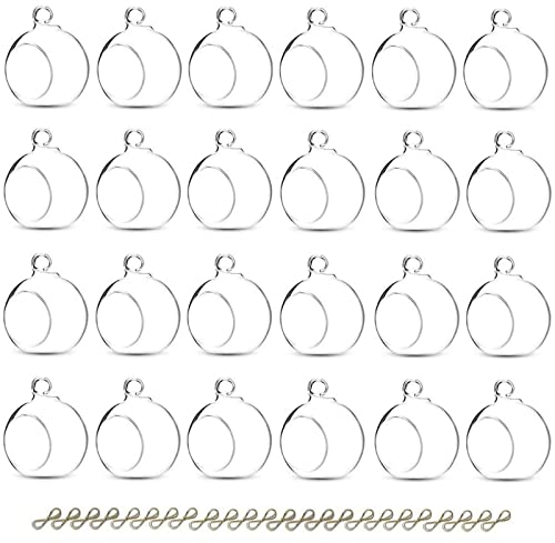 Sziqiqi 8cm Boule Verre a Suspendre - 24 Pieces Boule de Verre Photophore Bougeoir Suspendu pour la Décoration de Pièce Maîtresse Anniversaire Fête Noël Mariage