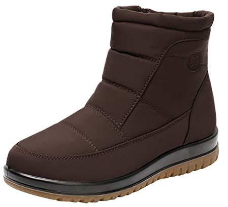Woaikeyu Botas de nieve cálidas para señoras fondo plano botas transpirables antideslizantes zapatos casuales botas de esquí de fondo suave zapatos pies anchos baloncesto, Marrón 3, 40 EU
