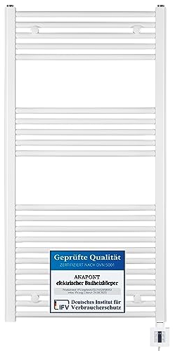 anapont elektrischer Badheizkörper 1175x600 - weiß gerade - Timer-Funktion - Handtuchheizkörper - Badheizung elektrisch - Handtuchheizung - Made in Germany