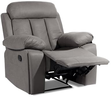 duehome | Sillón 1 Plaza Reclinable, Butaca Relax, Modelo Kendal, Acabado en Tejido Color Marengo, Medidas: 99 cm (Ancho) x 97 (Largo) x 101 cm (Alto)