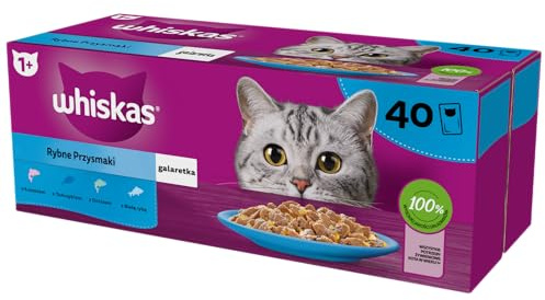 Whiskas Katzenfutter Nassfutter Adult 1+ Fisch-Auswahl in Gelee 40x85g Portionsbeutel Multipack