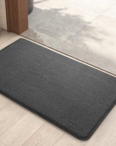 Color G Zerbino Ingresso Interno Simpatico, Antiscivolo, Assorbente, Tappeto Ingresso Interno, Tappeto Morbido E Lavabile Multiuso Antiscivolo, 44 x 75cm, Grigio Scuro (Arrotolato SENZA Pieghe)