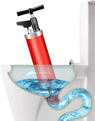 Qcesorib Pompa Scarichi a Pressione con Barometro Visivo, Sturalavandini a Pressione con 4 Teste Intercambiabili, per Disintasare Lavello Vasca Doccia e Scarico a Pavimento