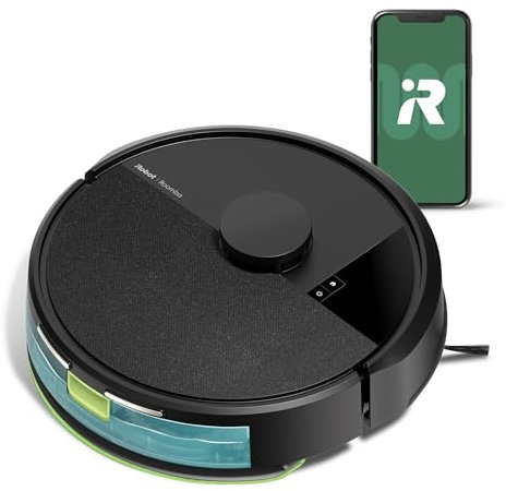 iRobot Roomba 105 Combo - Robot Aspirateur Laveur 2en1 - Puissance d'Aspiration de 7KPa - Navigation LiDAR - Détection des Tapis - Zones de Nettoyage et d'Évitement - 4 Niveaux d'Aspiration - Noir