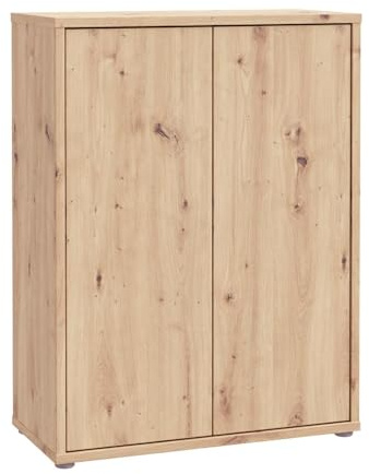 Forte Alice Springs Schuhschrank 70 80, moderner Flurschrank mit 2 Türen und 4 Einlegeböden, Holzwerkstoff, Artisan Eiche Holzdekor, 74,5 cm breit x 99,1 cm hoch x 34,9 cm tief