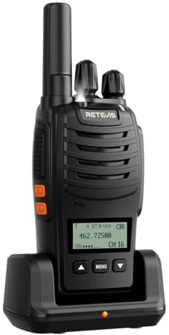 Retevis H777D Walkie-Talkies mit LCD-Bildschirm, PMR Funkgerät, Typ-C-Ladefunktion, 1200-mAh-Akku, Robustes 2-Wege-Radio mit Großer Reichweite für Radfahren und Abenteuer (1er-Pack, Schwarz)
