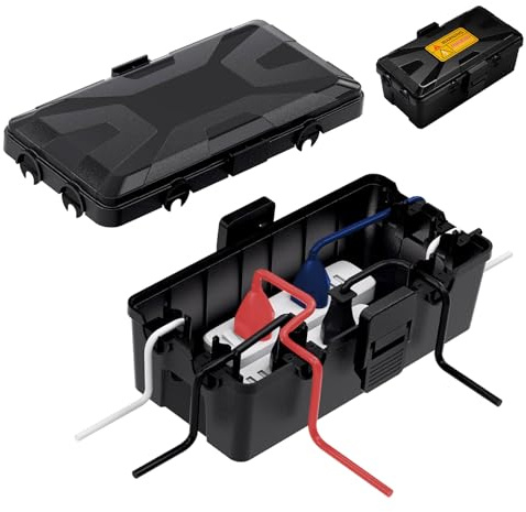 Kabelbox Wasserdicht - Outdoor Kabel Safe Box Außenbereich Elektrobox IP54 26,1x15x9,4 cm 6 Kabel-Ein-/Ausgänge Wetterfeste Anschlussbox zum Schutz von Steckdose Zeitschaltuhr Lichterkette(Schwarz)