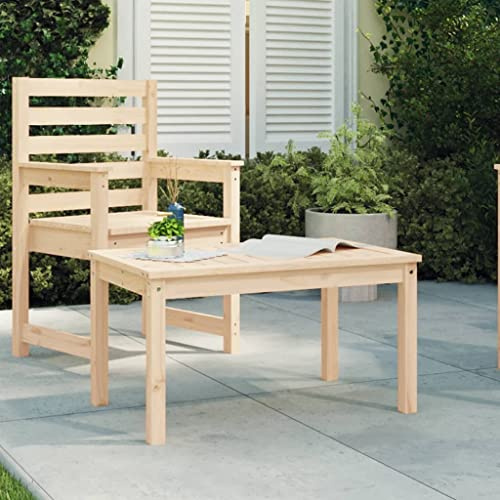 HaoChrymec Gartentisch mit Massivholz Kiefer, Stabile Tischplatte, Ideal für Garten und Terrasse, Balkon Tisch, Beistelltisch Outdoor, Loungetisch Garten, Naturholz, 82,5 x 50,5 x 45 cm