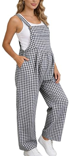 FEOYA Mono Maternidad para Mujer Moda Casual Ropa Monos Premama Embarazada Mujer con Bolsillos Holgado Cómodo para Maternidad Embarazo XL