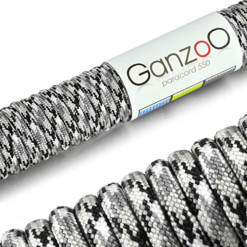 Ganzoo Paracord 550 Seil 4mm Schnur Typ 3, Nylon & Polyester, ideal für Basteln von Hundeleine Halsband Armband/Camping Survival und Outdoor (3/15/30/100 Meter) Allzweckseil 7 Innenstränge
