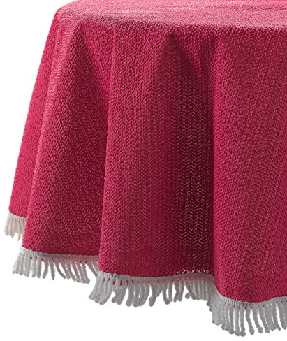 Wetterfeste Garten Balkon Terrasse Camping Weichschaum Tischdecke, Größe + Farbe wählbar (rund 130 cm, Rot)