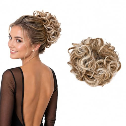 CAISHA Dutt Haarteil Haarknoten Kordelverschluss DM15cm Blond Mix HK112