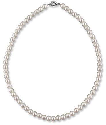 Rivelle Damen Perlenkette 38 cm Perlen 6 mm creme Kette Perlen Collier Halskette Necklace Geschenk-Box
